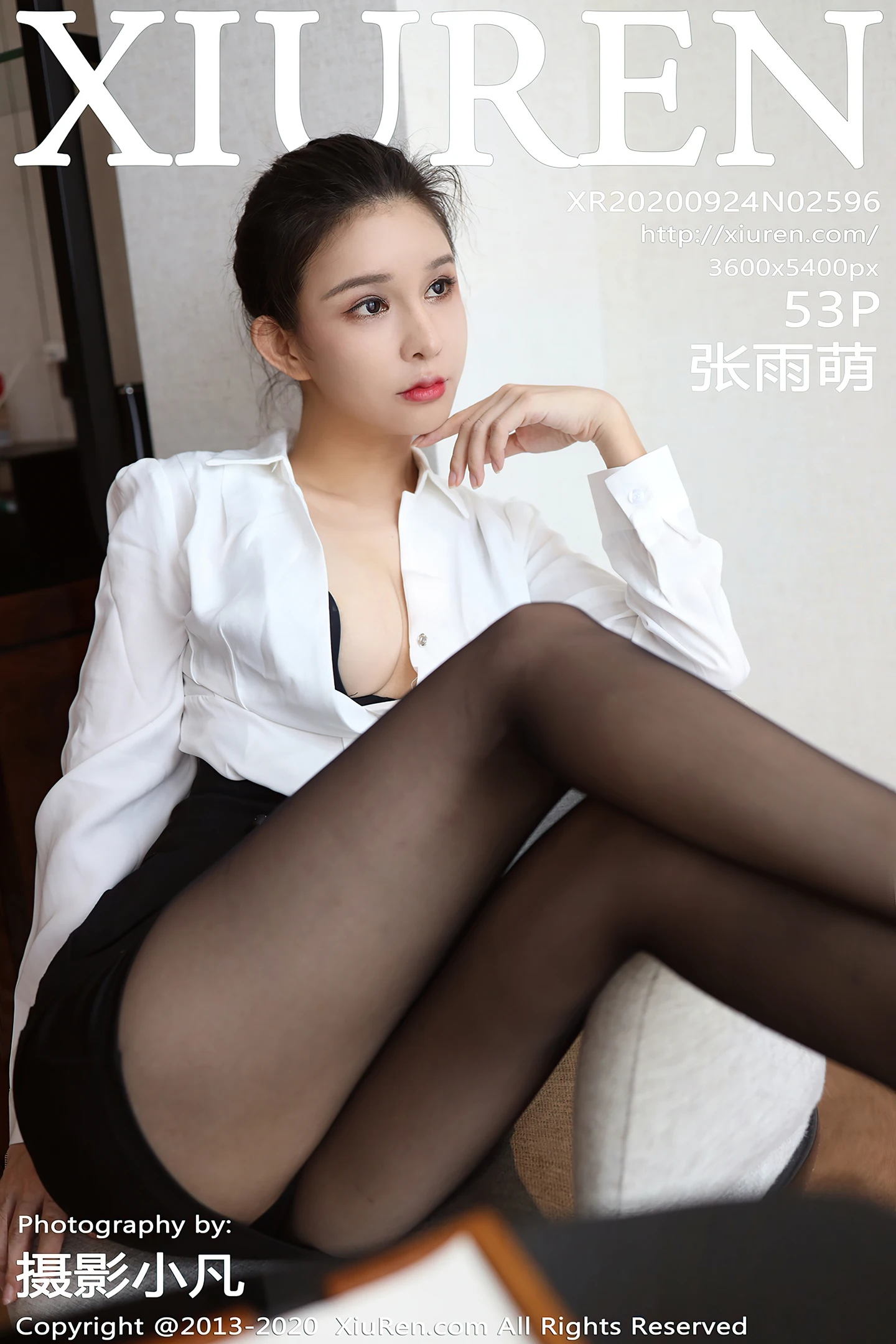 [XiuRen秀人网]No.2596_嫩模张雨萌职场OL制服主题白衬衫配黑短裙黑丝裤袜秀翘臀诱惑写真53P-秀人网 - XiuRen.Space